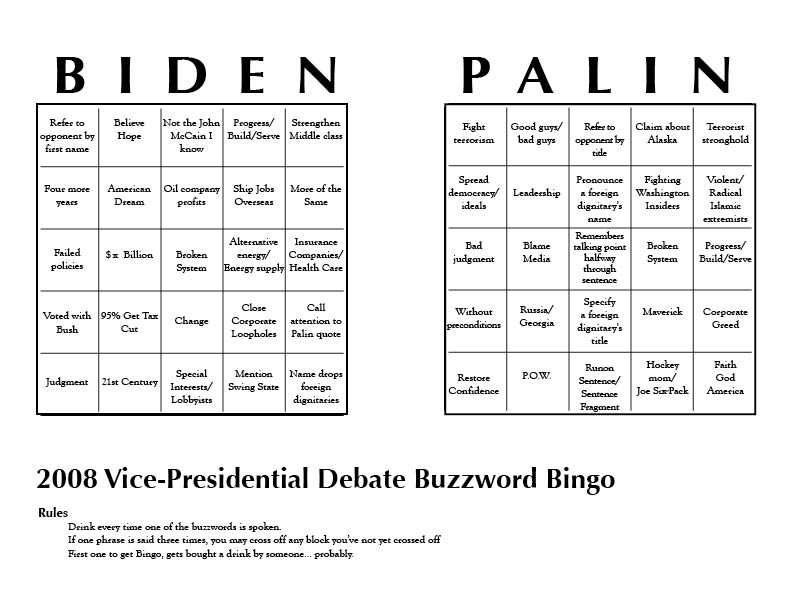 Buzzword Bingo Sheet